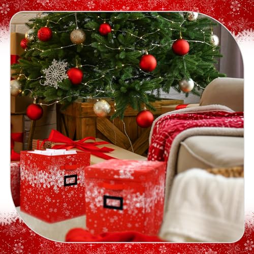 Large Christmas Nutcracker Storage Box - Red Snowflake 2 Pack Holds 18 Figurines