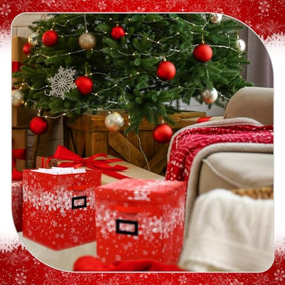 Large Christmas Nutcracker Storage Box - Red Snowflake 2 Pack Holds 18 Figurines