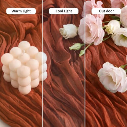 3 Pack Terracotta Cheesecloth Table Runner 17x108 Inch for Wedding & Party Decor