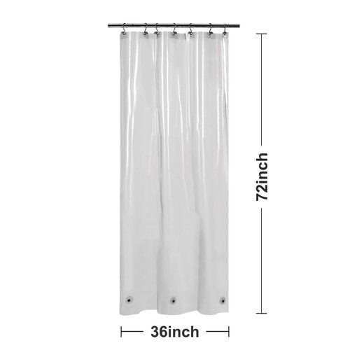 Barossa Design Clear Black Stall Shower Curtain Liner with 3 Magnets - 36" x 72" Waterproof PEVA Plastic Shower Liner for Small Bathroom, Lightweight Bath Curtain, Metal Grommets - Clear Black