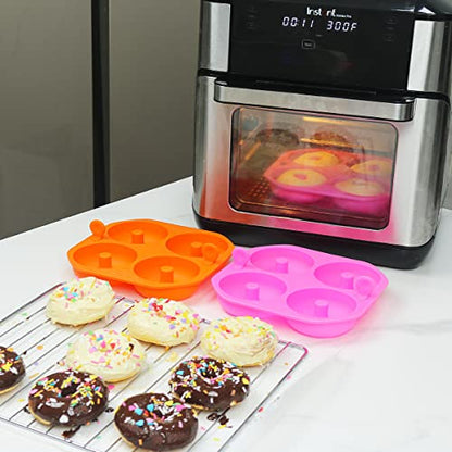 Kispog Silicone Donut/Bagel Pan Air Fryer Accessories, 2pcs 4 Cavity 3.2 inch, Compatible with All 6qt 6.5qt 7qt 8qt 10qt 12qt 15qt Air Fryer and Oven.