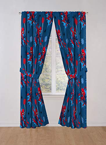 Kids Spiderman Curtain Set - 84x84 Inches, Pack of 6, Blue Kids Room Decor