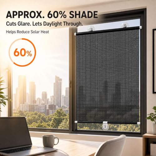 No Drill Indoor Window Blinds with Suction Cups - Light Filtering, Privacy, 13x24 Inches
