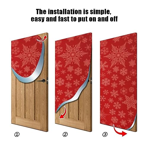 Christmas Red Snowflake Door Cover - Washable High Elastic Fabric, 40x102 Inch - Festive Home Decor