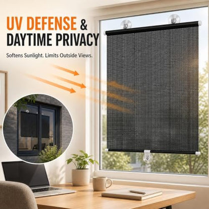 No Drill Indoor Window Blinds with Suction Cups - Light Filtering, Privacy, 13x24 Inches