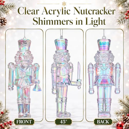 Iridescent Christmas Nutcracker Ornaments - Set of 6 Holiday Decorations