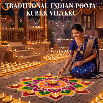 36-Piece Brass Diya Return Gift Set for Diwali Pooja with Cards & Bags - Indian Festival