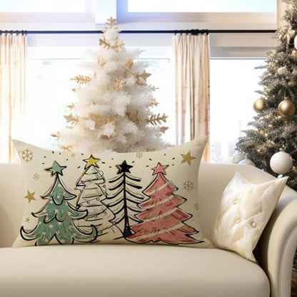 Christmas Tree Lumbar Decorative Throw Pillow Cover 12 x 20 Inches - Pack of 1