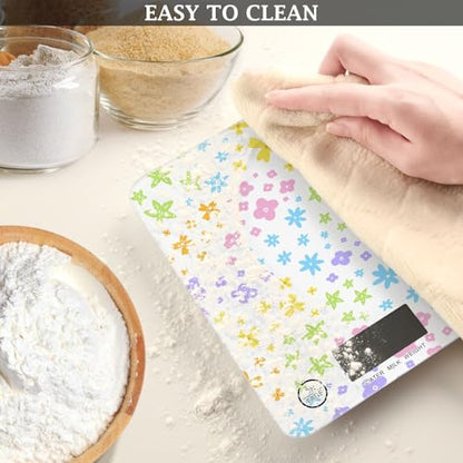 Food Scale Kitchen Scale Food Scales Digital Weight Grams and Ounces Small Electronic Food Scale for Baking Cooking Cute Daisy Star Flowers Rainbow