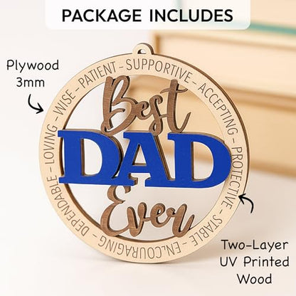 Best Dad Ever Ornament with Card - Unique Father's Day Gift for Dad, Stepdad, or Father Figures