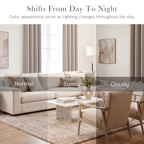 Blackout Linen Curtains 42W x 48L - 2 Panels, Rustic Farmhouse Style