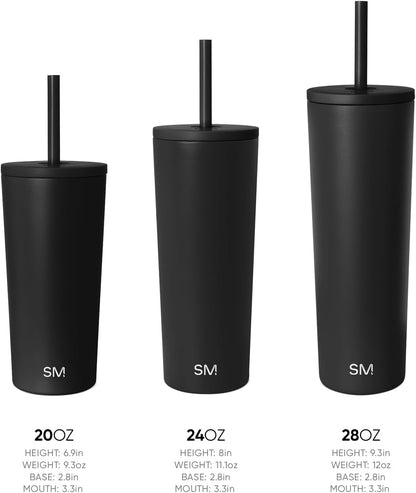 Simple Modern Classic Tumbler - Insulated 24oz Iced Coffee Cup with Straw Lid | Reusable Stainless Steel Travel Mug | Perfect Gifts for Him & Her | Almond Birch