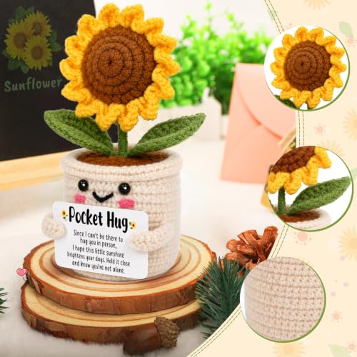 Pocket Crocheted Sunflower Gift - Long-Distance Hug for Women