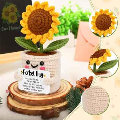 Pocket Crocheted Sunflower Gift - Long-Distance Hug for Women