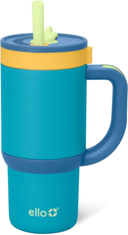 Ello Oasis 14oz Stainless Steel Toddler Tumbler - Leakproof, Insulated Kids Water Bottle | Glacier Color, BPA Free