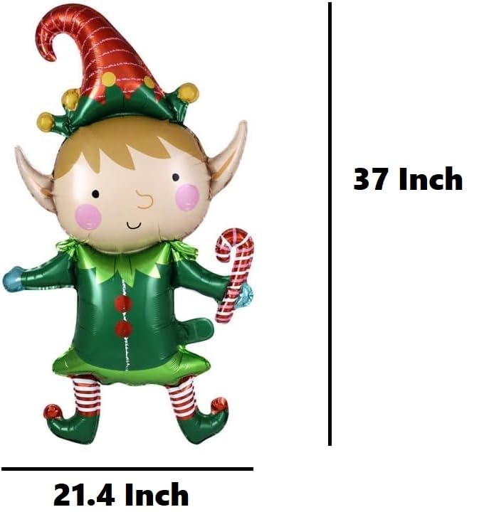 Giant Christmas Elf Foil Balloons - 4 Pack Holiday Party Decorations