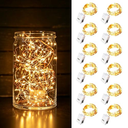 Fairy Lights Battery Operated 2M Warm White 3 Modes - 12 Pack