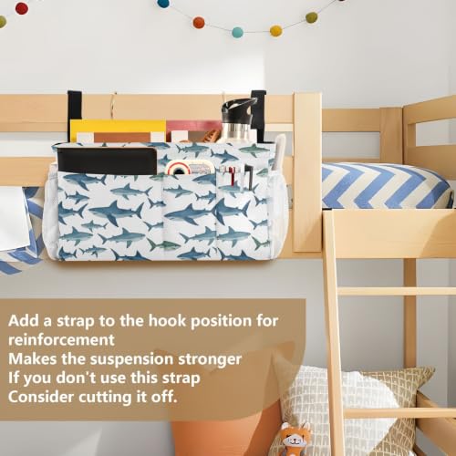 Bunk Bed Bedside Organizer Caddy with 6 Pockets Hooks Storage Bag