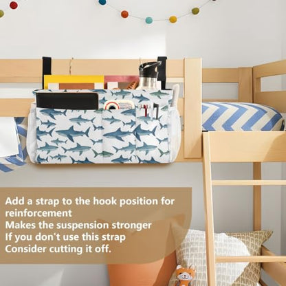 Bunk Bed Bedside Organizer Caddy with 6 Pockets Hooks Storage Bag