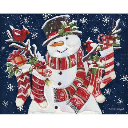Small Snowman and Stockings Christmas Cards Set - Susan Winget Holiday Artwork