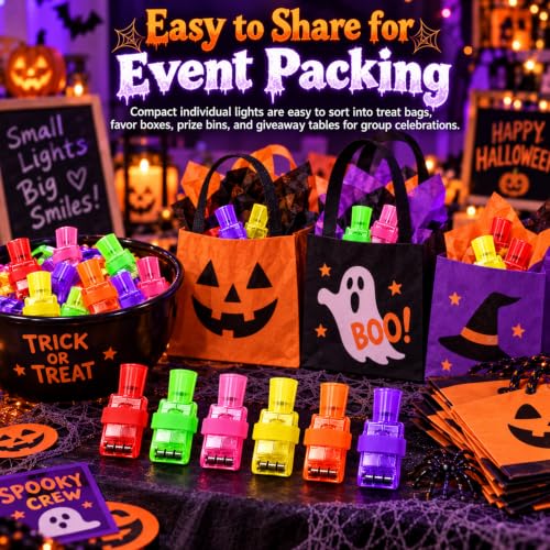Halloween Finger Projector Lights Set 1/24pcs - Mini LED Spooky Designs