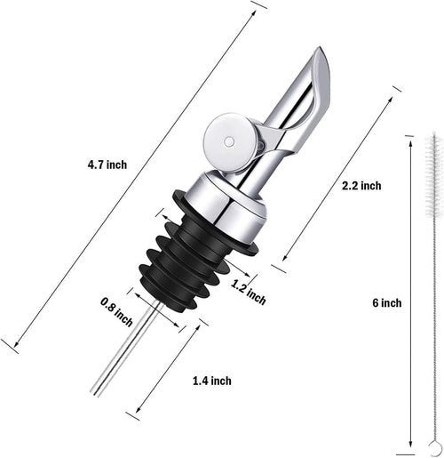 6PCS Weighted Liquor Bottle Pourers, Auto Flip Olive Oil Spout, Stainless Steel Olive Oil Dispenser Spout, Alcohol Pourer Spouts, Liquor Pourers for Suitable About 3/4" Bottle Mouth