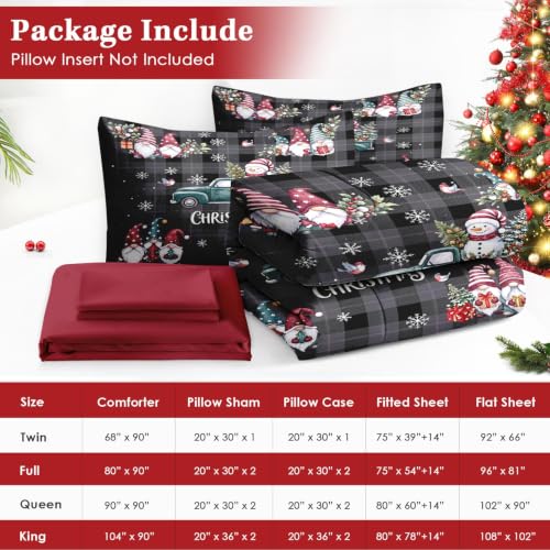 WeCozy Queen Christmas Snowman Comforter Bedding Set with Sheets - Gnomes Variation