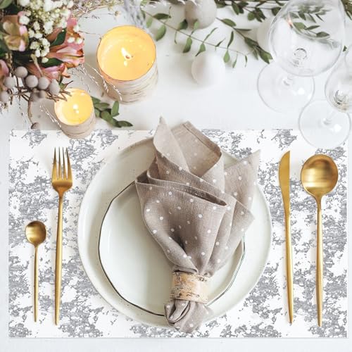 Silver Metallic Table Runner 11x108 Inches - Sequin Mesh Decorations for Party Wedding Birthday