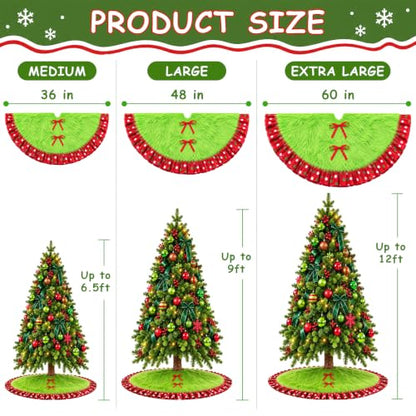 Wninbu Lime Green Christmas Tree Skirt 60 Inch Red Ruffle Polka Dot Bows
