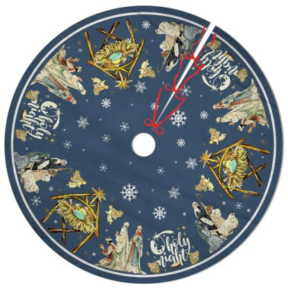 Nativity Christmas Tree Skirt 48 Inch - Traditional Christian Holiday Decor
