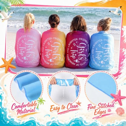 Girls' 6 Pack 35x70 Inch Gradient Color Beach Towels - Gift Set