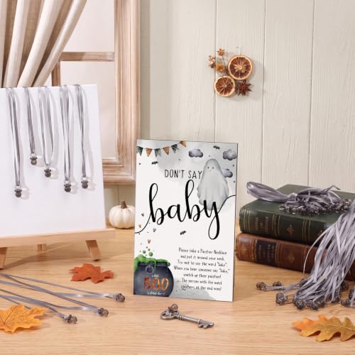 Halloween Baby Shower Game Pacifier Necklace Set - Black & Ghost Design
