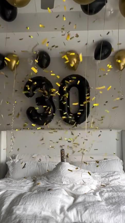 Skiennix 30 Balloon Number - 40 Inch Black Foil Birthday Decoration for 30th Celebration