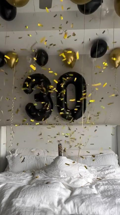 Skiennix 30 Balloon Number - 40 Inch Black Foil Birthday Decoration for 30th Celebration