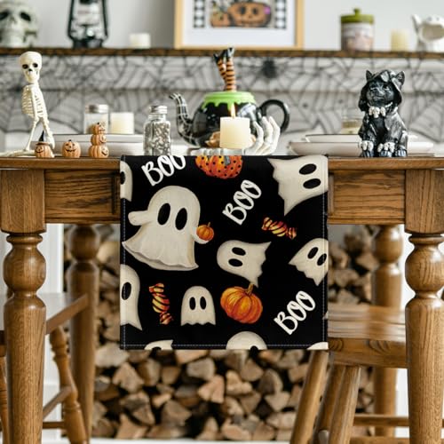 Halloween Table Runner 13x72 Inch Black Polyester Party Decor - Artoid Mode