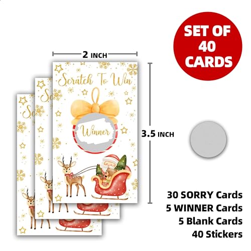 Christmas Scratch Off Cards Set - Style 4, Holiday Party Game for Kids & Adults