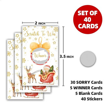 Christmas Scratch Off Cards Set - Style 4, Holiday Party Game for Kids & Adults