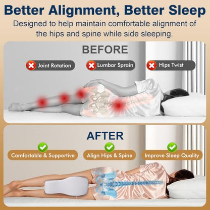 13-Inch Memory Foam Knee Pillow for Side Sleepers, Support & Comfort