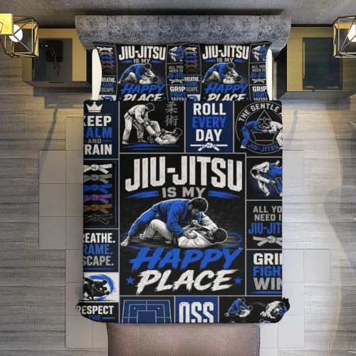 Jiu Jitsu is My Happy Place Shirt Duvet Cover Set Twin Size 86x70 with Pillowcases