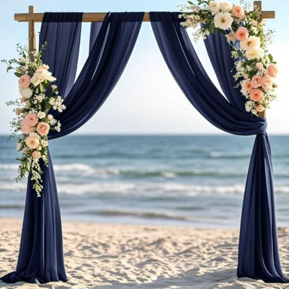 Navy Blue Wedding Arch Draping Fabric Backdrop 4 Panels - 29"×20Ft, Pack of 4