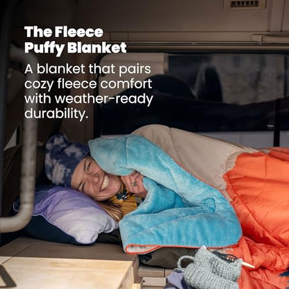 Rumpl Fleece Puffy Blanket for Indoor & Outdoor Use - Midnight Bloom, 52 x 75"
