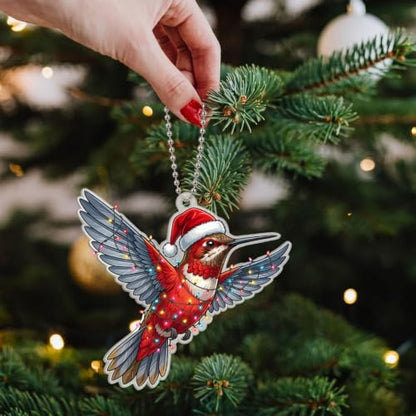 Hummingbird Christmas Tree Ornament - Festive Holiday Decor, 3.94 Inch