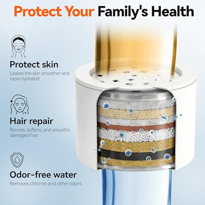 MakeFit Filtered Rain Shower Head with Handheld Combo - Nickel Brushed, High Pressure, 12-Inch Dual Showerheads & Hidden Detachable Wand for Hard Water