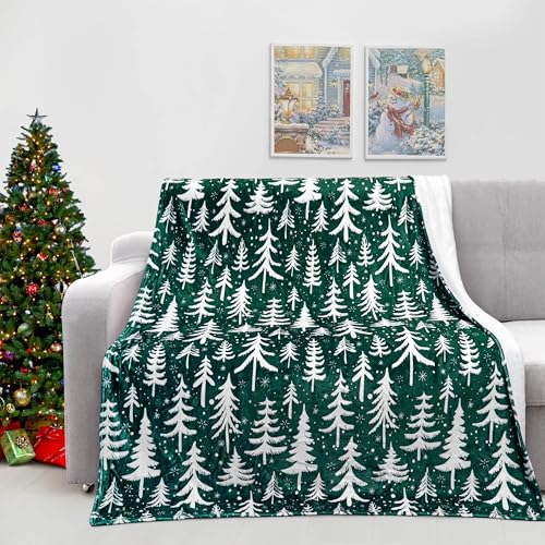 Christmas Throw Blanket 50x60 Inch - Holiday Decor Fleece Blanket - Merry Christmas Tree Design - Soft & Cozy