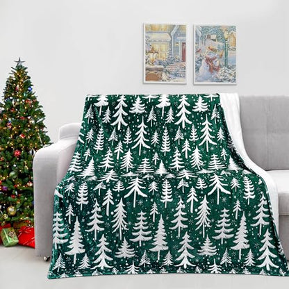 Christmas Throw Blanket 50x60 Inch - Holiday Decor Fleece Blanket - Merry Christmas Tree Design - Soft & Cozy