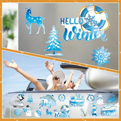 Capoda 16Pcs Christmas Cruise Door Magnets - Frozen Winter Decorations