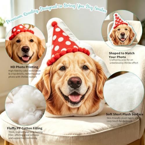 Pet1 Custom Pet Pillow with Photo - Personalized Dog & Cat Face Cushion