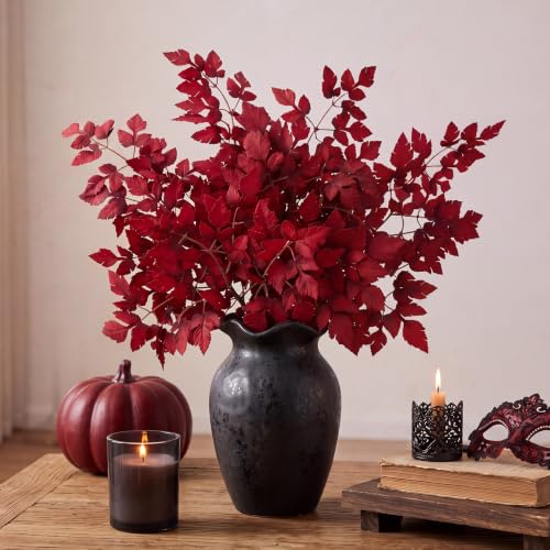 Artificial Cimicifuga Leaf Stems Burgundy 4 Pack for Fall Decor