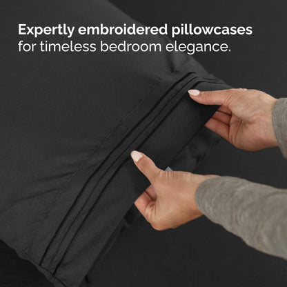 Skiennix Full XL Bed Sheet Set - 4-Piece Soft, Breathable & Cooling Bedding - Hotel Luxury, Deep Pockets, Fade & Wrinkle Free - Black