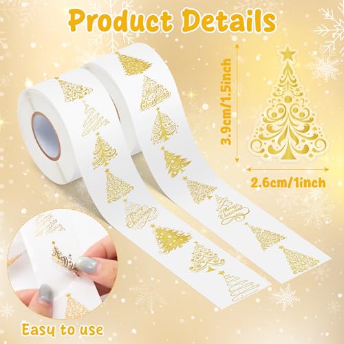 Gold Christmas Tree Stickers - 1000 Waterproof Metallic Vinyl Reusable Decals